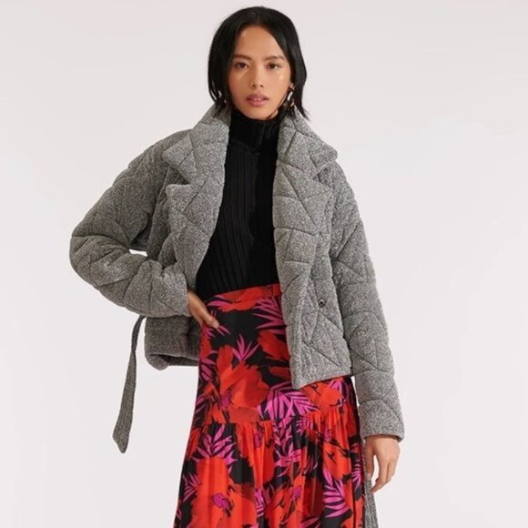 VERONICA BEARD Marshal Metallic Quilted Coat - Picture 1 of 17